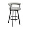 Armen Living Nolagam Swivel Counter Stool in Black Metal with Light Gray Faux Leather 840254335585 - alternate 1
